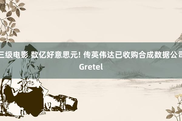 三级电影 数亿好意思元! 传英伟达已收购合成数据公司Gret