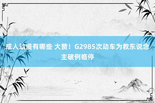 成人动漫有哪些 大赞！G2985次动车为救东说念主破例临停